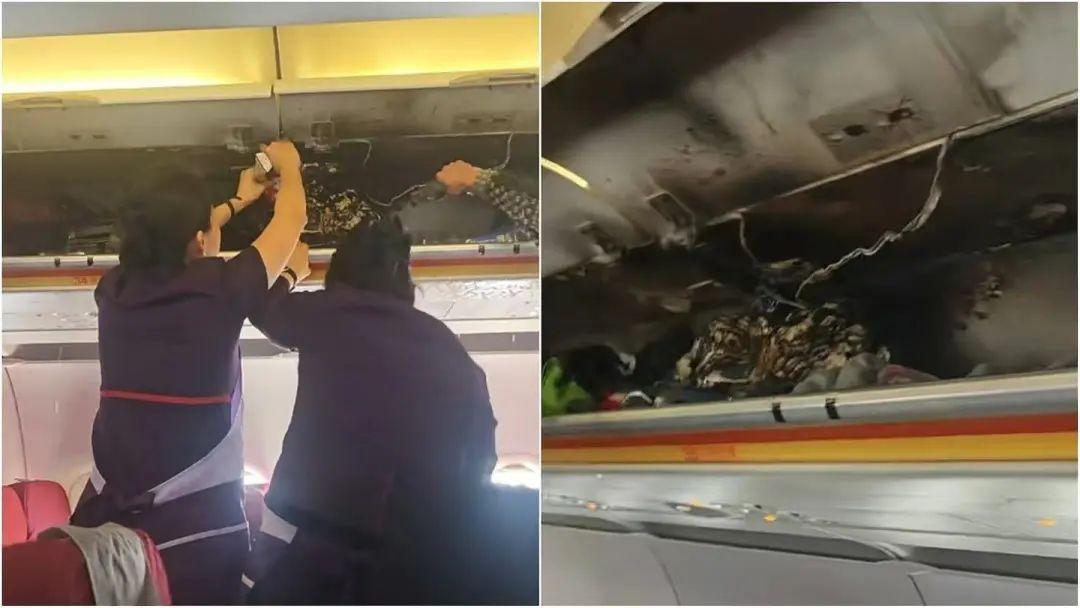 突发！香港航空一客机舱内行李架起火，已安全备降福州