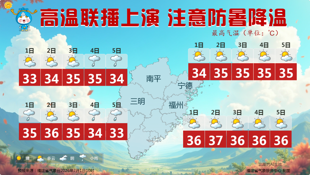 福建七月火热开场午后常有热雷雨  中北部持续“烤”验