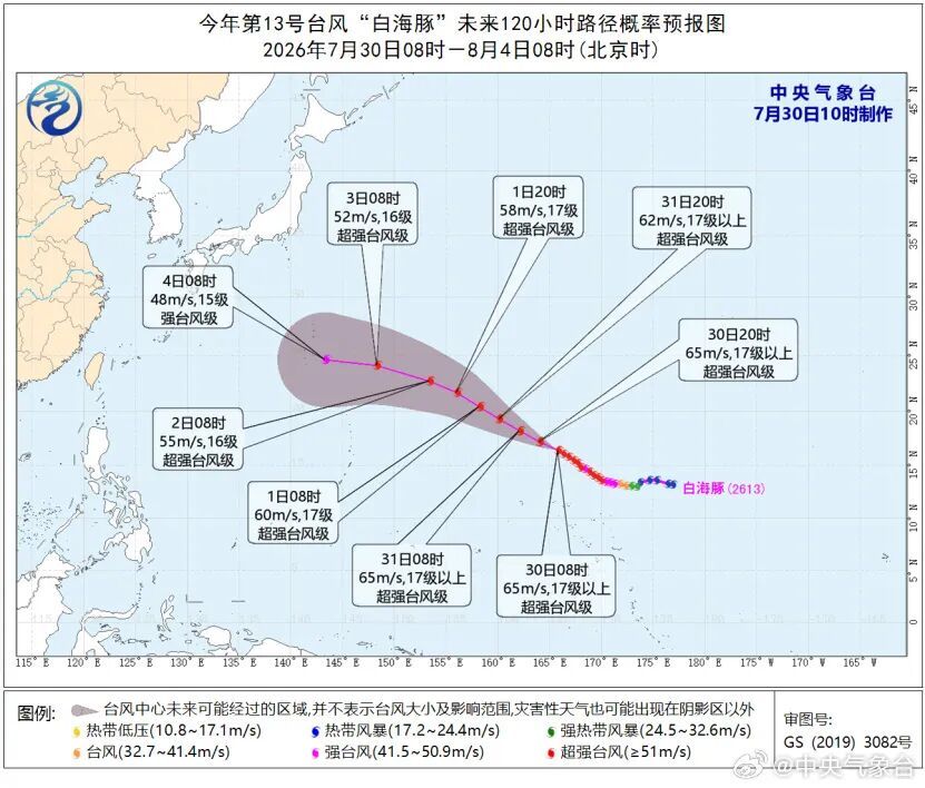 台风“白海豚”将向西偏北方向移动，其未来一周对我国没有影响