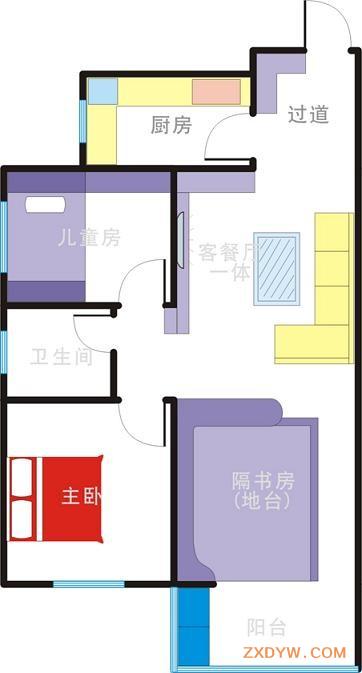 鸿基-紫荆苑两室两厅户型图