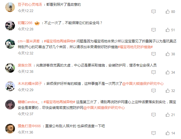 福宝场地再曝异物掉落事件，网友呼吁加强安全防护措施