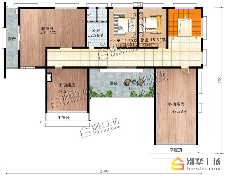 乡村带院子二层房子平面图