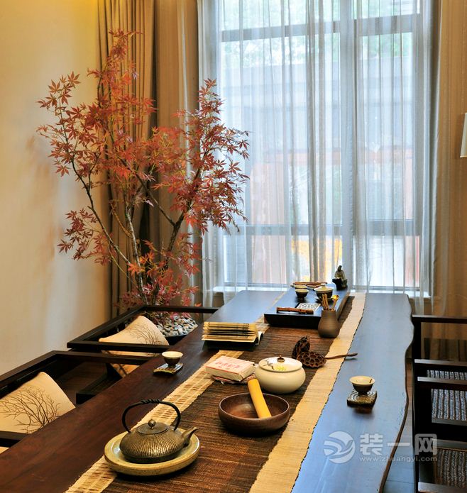 郑州装修网新中式风格别墅茶室装修效果图