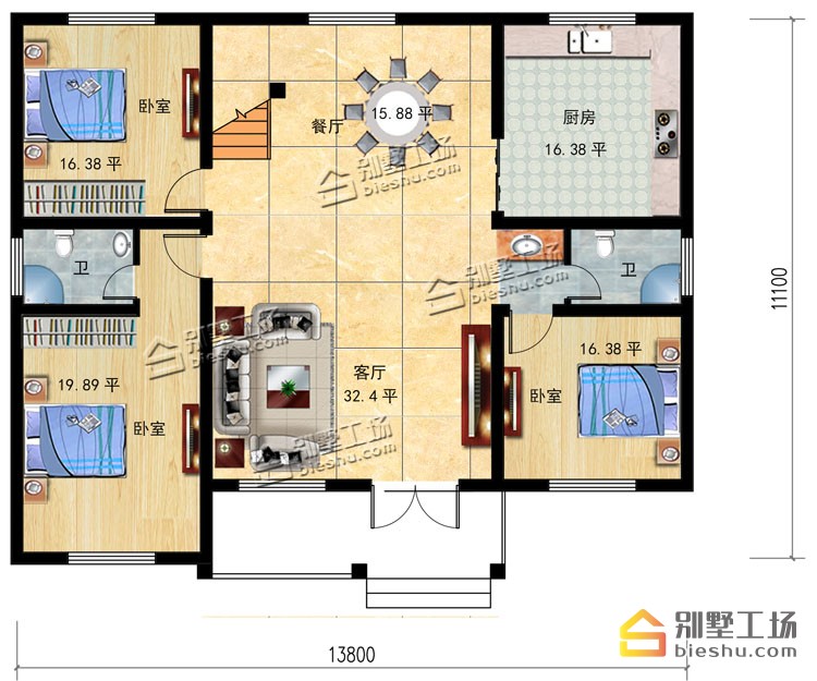 一层带阁楼别墅平面设计图 一层带阁楼别墅平面设计图
