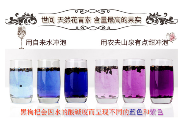 黑枸杞子泡水后PH值影响颜色变化