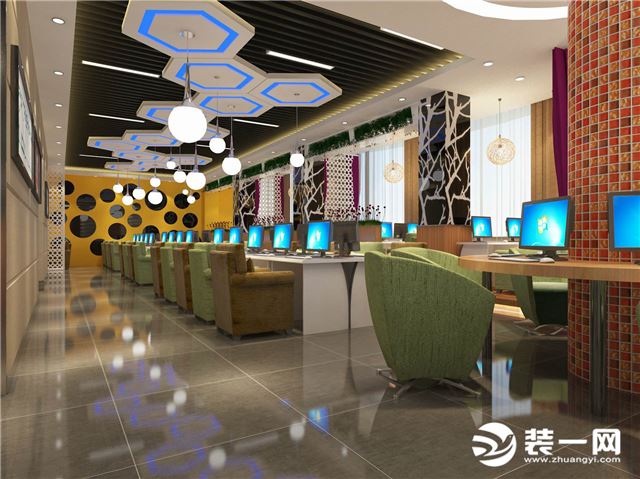 小型网吧效果图