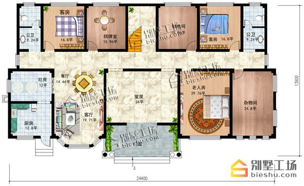 农村别墅一层户型图