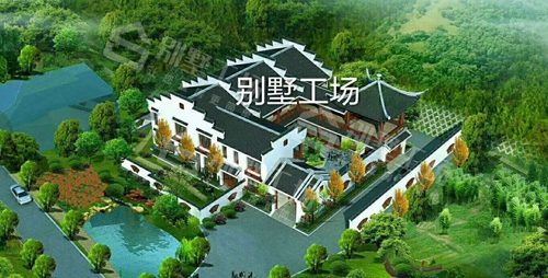 非常漂亮的二层小楼鸟瞰图