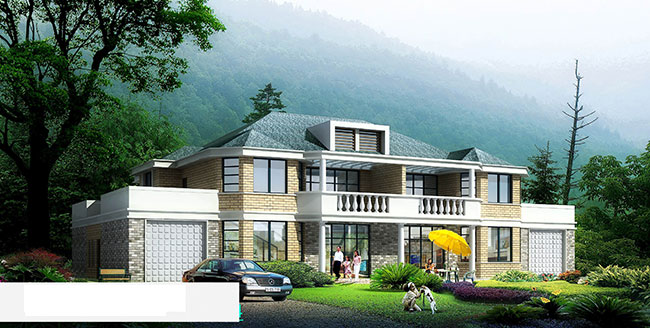 农村兄弟自建房联排双拼