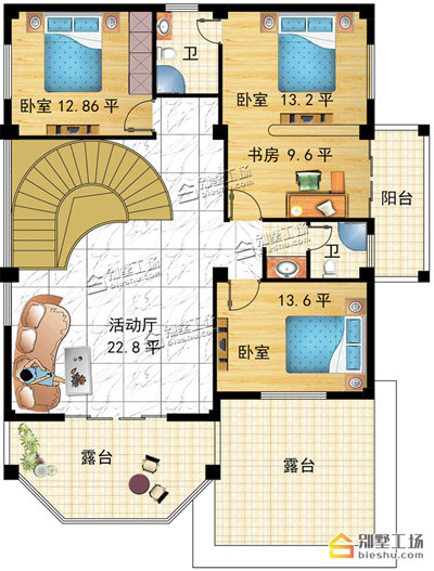 农村别墅里三层的户型布置图