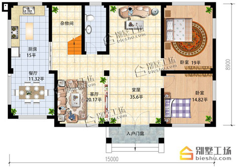 农村简欧别墅一层户型图