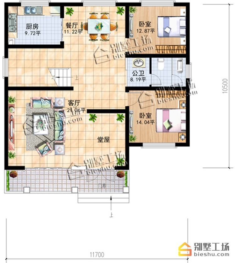带堂屋设计的一层阁楼小别墅