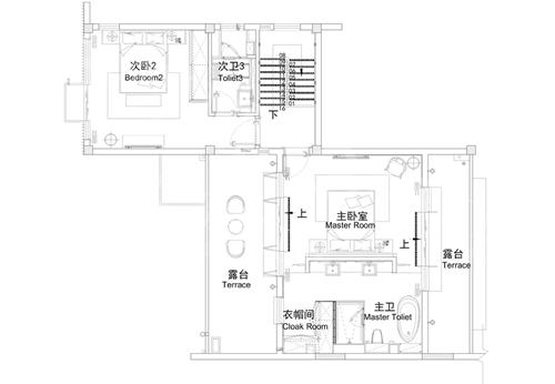 两层农村新中式庭院小别墅二楼户型图