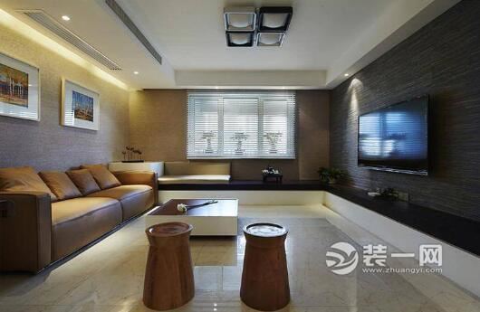 145平三居室装修简约风格案例客厅效果图