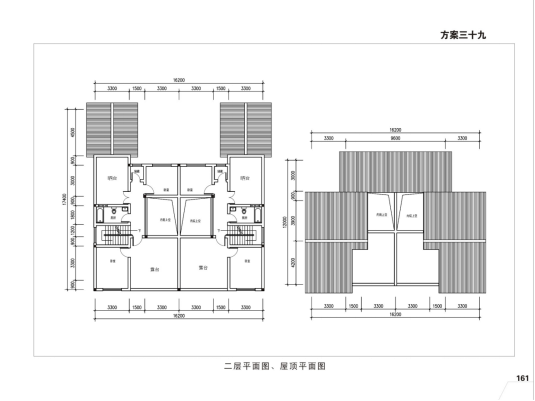 农村兄弟双拼自建房二层平面图
