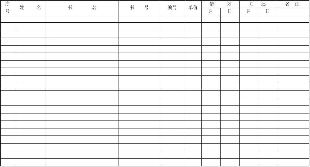 借阅图书登记表_图书借阅登记模版_图书登记借阅表格模板