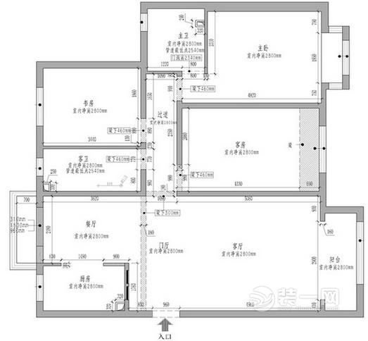 110平米现代简约三室两厅装修设计户型图