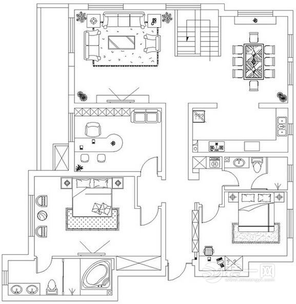 现代简约新古典风格复式楼装修户型图设计