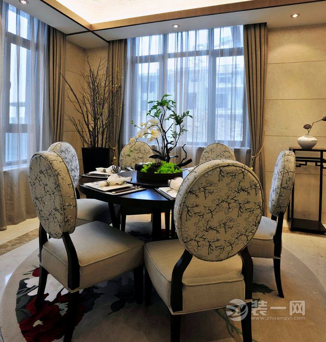 郑州装修网新中式风格别墅餐厅装修效果图