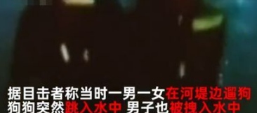 广东一男子在江堤边遛狗，不幸被狗拽入江水中，现仍在搜寻中…… 
