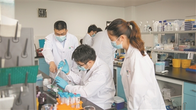 图为国家级人才称号获得者、安徽医科大学教授王华（左一）正在指导科研实验。受访单位供图