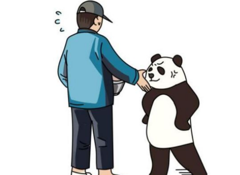 熊猫是假扮的“证据”找到了，这只熊猫会掐腰，为此有人画了漫画