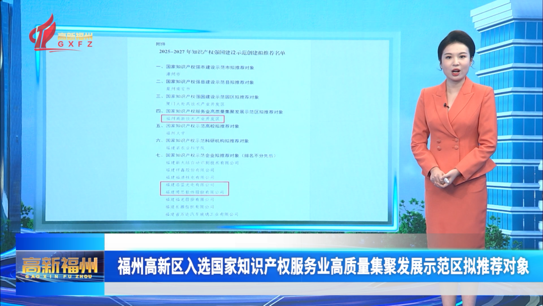 福州高新区入选国家知识产权服务业高质量集聚发展示范区拟推荐对象