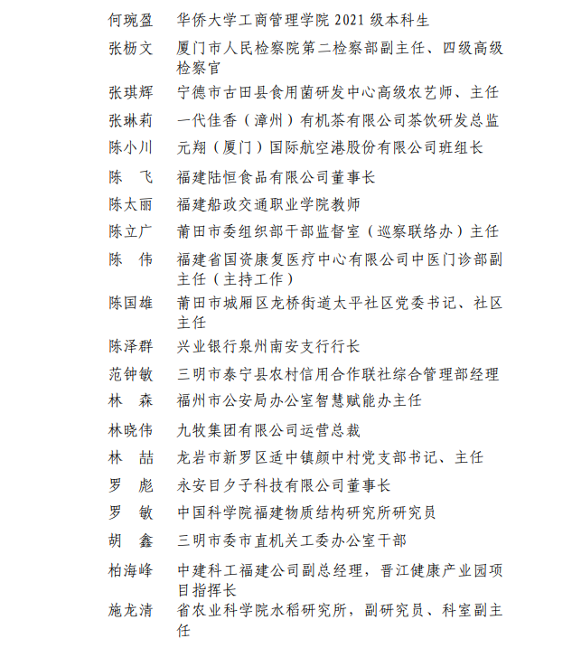 公示！福建青年五四奖章、福建新时代青年先锋、“两红两优”拟表彰名单来了