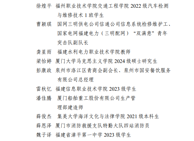 公示！福建青年五四奖章、福建新时代青年先锋、“两红两优”拟表彰名单来了
