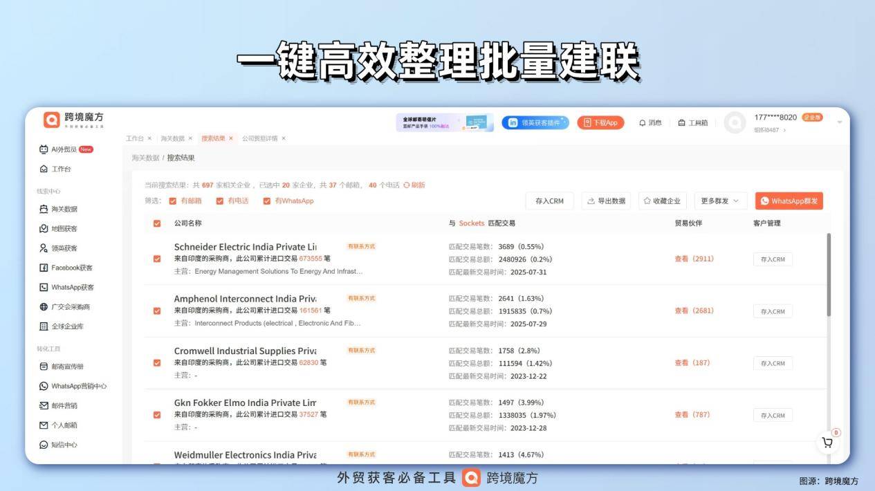 跨境魔方海关数据：插座外贸精准获客，告别盲目开发